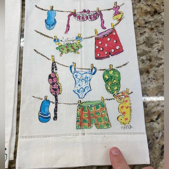 Holiday Hand Painted Towels Decor Lot 3 Christmas Halloween Beach NWOT - Picture 5 of 5